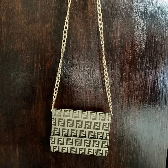 Fendi Brown Monogram Wallet with Gold Chain - Picture 14 of 16